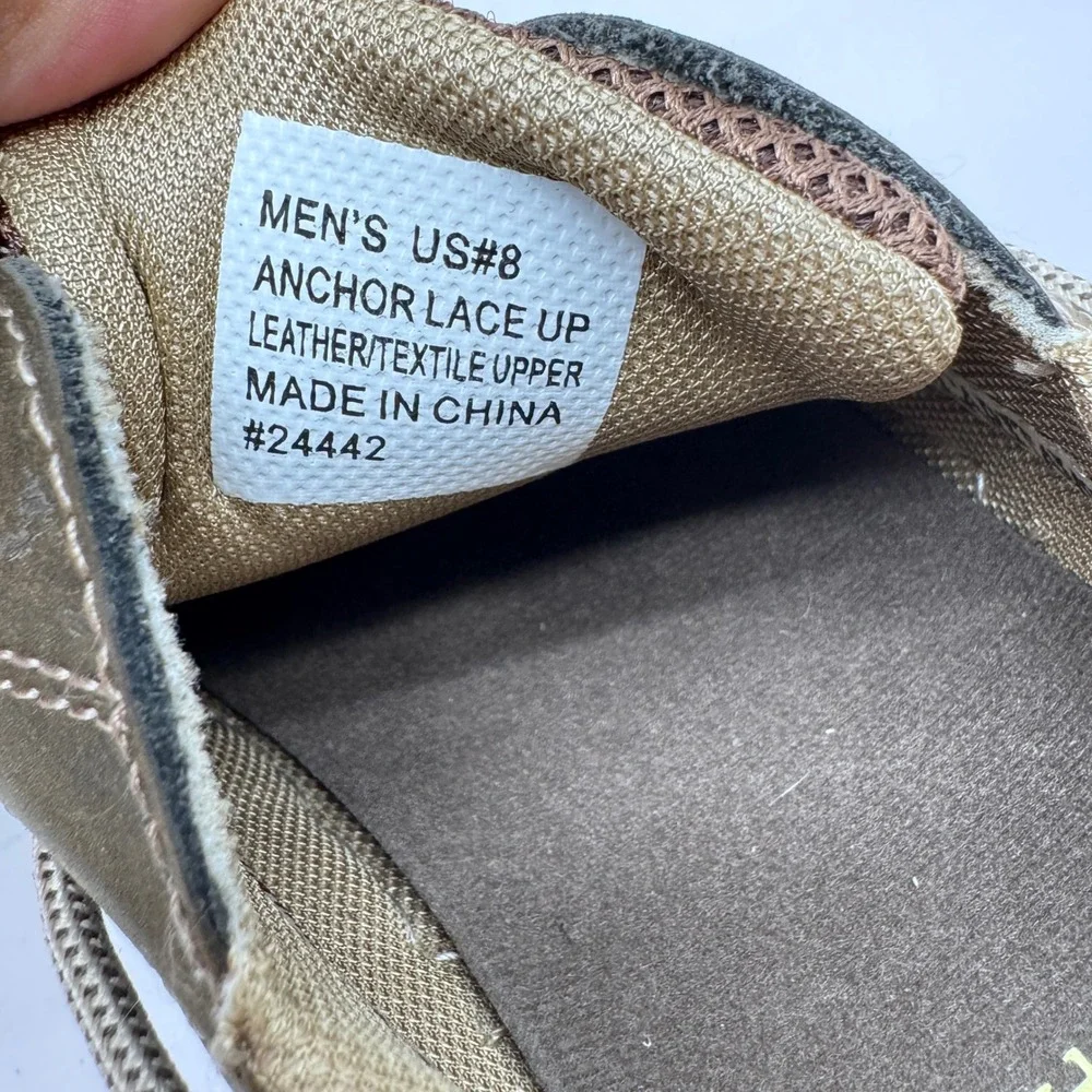 Margaritaville Anchor Boat Shoes Mens 8 Brown Lace Up Leather Mesh Loafers
